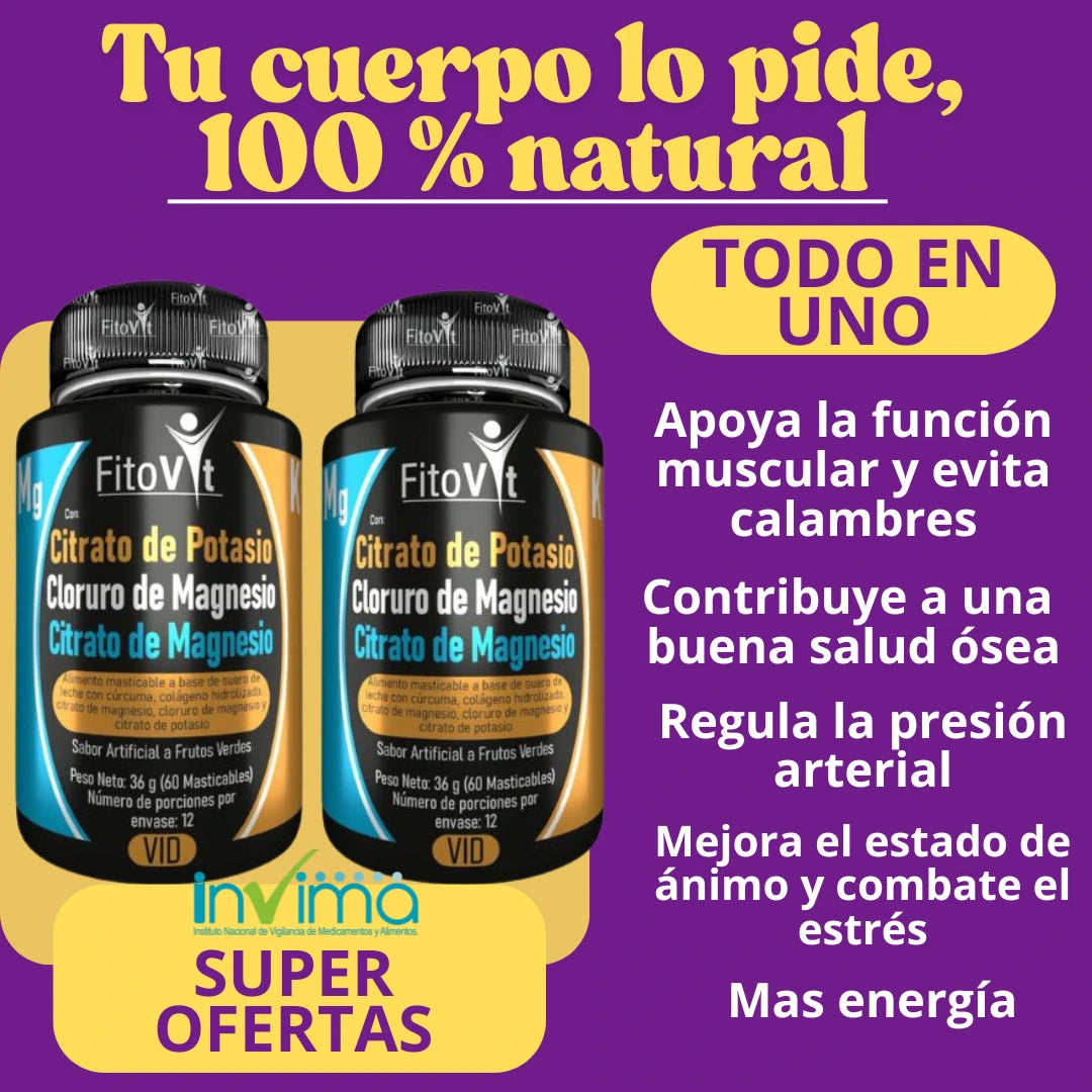 CITRATOS DE MAGNESIO + CITRATO DE POTASIO + CLORURO DE MAGNESIO/60 PASTILLAS/